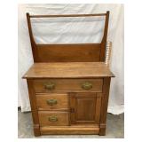Primitive Wooden Wash Stand w/ Towel Bar, 47