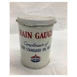 Standard Oil Co. Adv. Tin Can Rain Gauge, 4 1/2"T