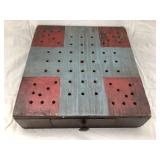 Primitive Painted Wood Game Board w/ Drawer &