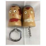 Vintage Wood Character Bottle Openers/Salt &