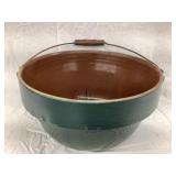Painted Stoneware Bowl w/ Handle, Rim Chips, 6