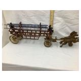 Early Cast Iron Fire Truck & Team of Horses w/ 2