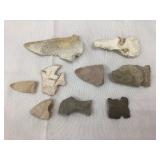 (9) Native American Aarowheads/Artifacts Found in
