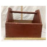 Painted Wooden Tool Tote, 13 1/2"W x 13"D x 11