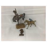 (3) Small Lead/Metal Soldiers & Horses