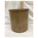 Salt Glazed 1 Gal. Crock, 8 3/4"T, Side Crack,