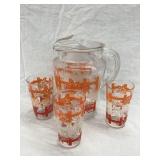 Vintage Glass Water Pitcher, Rim Chip, 8 3/4"T &