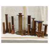 Primitive Wooden Sewing Spools & Bobbins