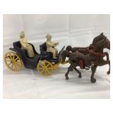 Cast Iron Horse Drawn Carriage w/ (2) People, AGE