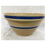 Blue Banded Yelloware Bowl, 11 1/2"Diameter, 6"T