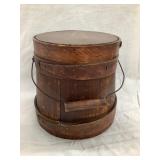 Primitive Wood Firkin, Lid , 6 1/2"T, Rim Loose