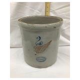 Union Red Wing 2 Gal. Crock, 4" Wing, Base Cracks