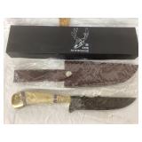 Modern Bone Edge Knife w/ Leather Sheath & Box,