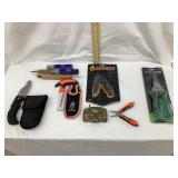 Lot of Knives, Visor Light & Tools, Some New