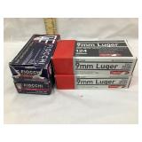(4) Boxes of 9MM Luger Bullets, (50) Each, AMMO