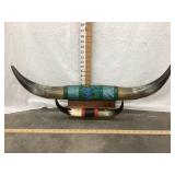 (2) Sets of Bull Horn Attached To Wooden Plaque,