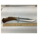 Hunting Knife w/ Deer Antler Handle by Two