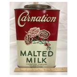 Vintage Carnation Malted Milk 10 lb Tin Can, 10