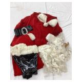 Vintage Santa Suit w/ Wig & Beard, Some Stains