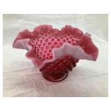 Fenton Hobnail Cranberry Opalescent Bowl, 4"T