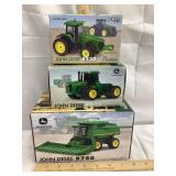(3) NIB Ertl John Deere 1/64 Scale Toy Tractors