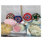 Large Collection of Doilies & Linens, Some