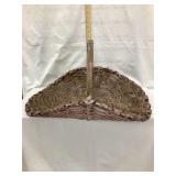 Primitive Painted Wooden Gathering Basket, 14"T,