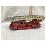 Vintage Pressed Tin Toy Fire Truck w/ Firemen,