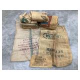 Large Collection of Burlap Coffee Bags, etc.,