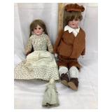 (2) Early Porcelain Headed Dolls w/ Working Eyes