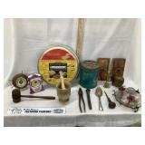 Flat of Primitives & Collectibles, Incl. Brass