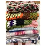 (9) Vintage Afghans, Wooven Blankets, Etc.
