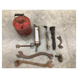 Flat of Vintage Tools Incl. Gas Can, CMSTP & P
