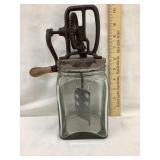 1 Qt. Glass Butter Churn, 4"x4", 10 1/4"T, Age