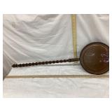 Vintage Bed/Foot Warmer, Copper w/ Turned Wood