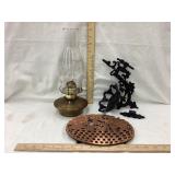 Modern Cast Iron Lamp Bracket & Trivet, Brass