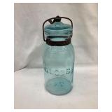 Globe Blue Qt. Wire Locking Fruit Jar, 8 1/4"T
