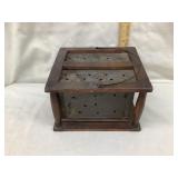 Vintage Punched Tin Tin & Wood Framed Church Foot