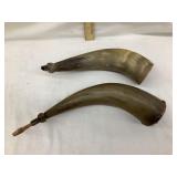 (2) Vintage Powder Horn