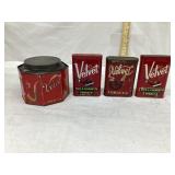 (4) Velvet Tobacco Tins
