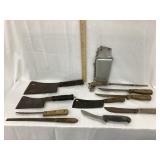 (9) Meat Cleavers & Knives, etc