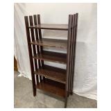 Arts & Crafts Style 5 Tier Wood Shelf, 51 1/2"T,