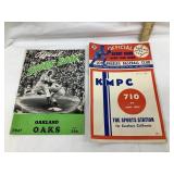 (2) Baseball "Score Cards", 1947 Oakland Oaks &
