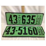 (2) 1929 Iowa Metal License Plates, BOTH HAVE