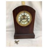 Early 8 Day Ansonia Mantle Clock, Working, 12"T,