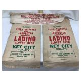 (2) Key City, Dubuque IA Cloth Seed Sacks and (1)