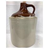 2 Gal. Brown Top Stoneware Jug, Shoulder Chips,