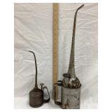 (2) Long Spout Oil Cans, 20"T & 12"T