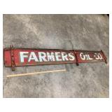 Wooden Painted "Farmers Oil Co" Sign/Sideboard,