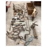 Large Lot Of Primitive Hand Tools, Ice Tongs &